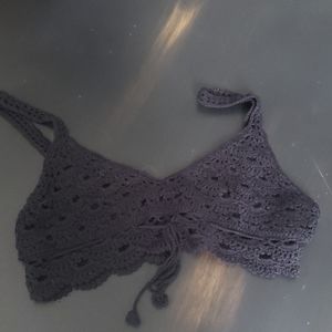 Black crochet bra top